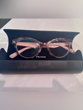 Prada Women’s Round Tortoiseshell Frame with Pink Temples (VPR 11R)